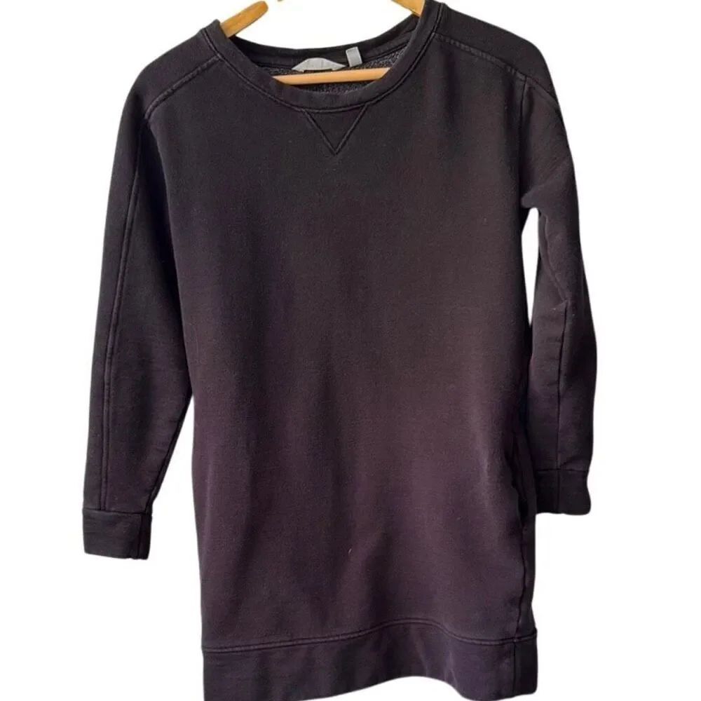 Athleta Lolo Sweatshirt Dress XS Black Long Sleeve Crewneck